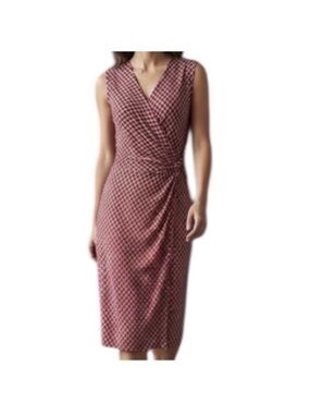 NWT Banana Republic Sleeveless Women’s Red and Navy Geometric Wrap Dress